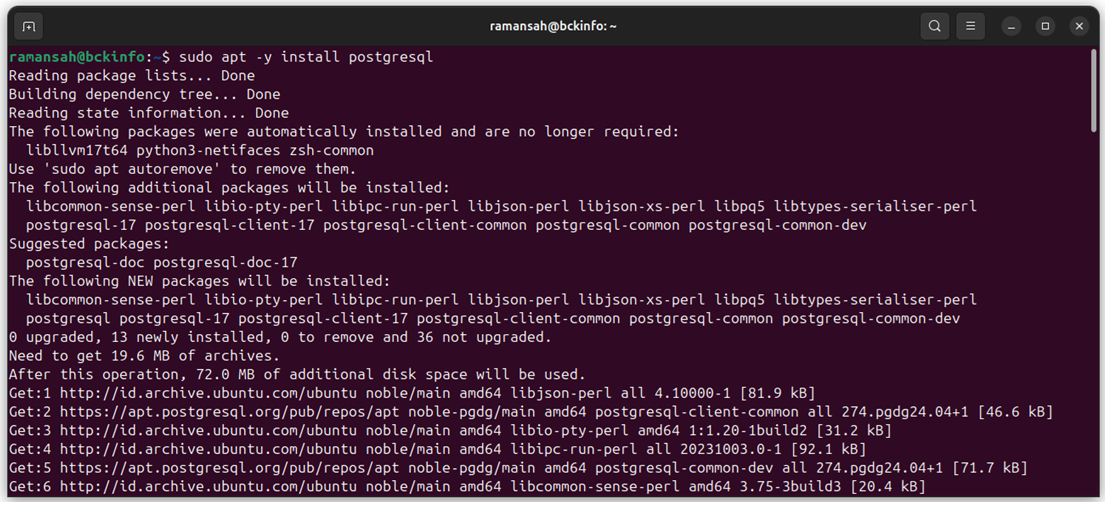 install postgresql17 on ubuntu 24.04